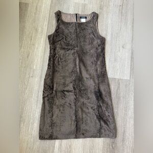 S Max Mara Brown Textured Faux Fur Midi Dress Sleeveless Size 14